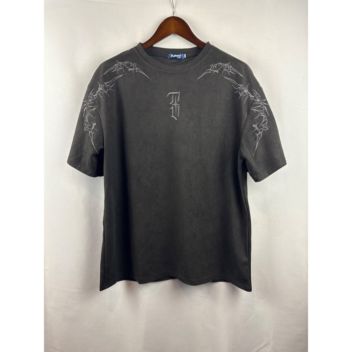 Men’s JK. Ptwso XL Black Suede T-Shirt w/ Embroidery
