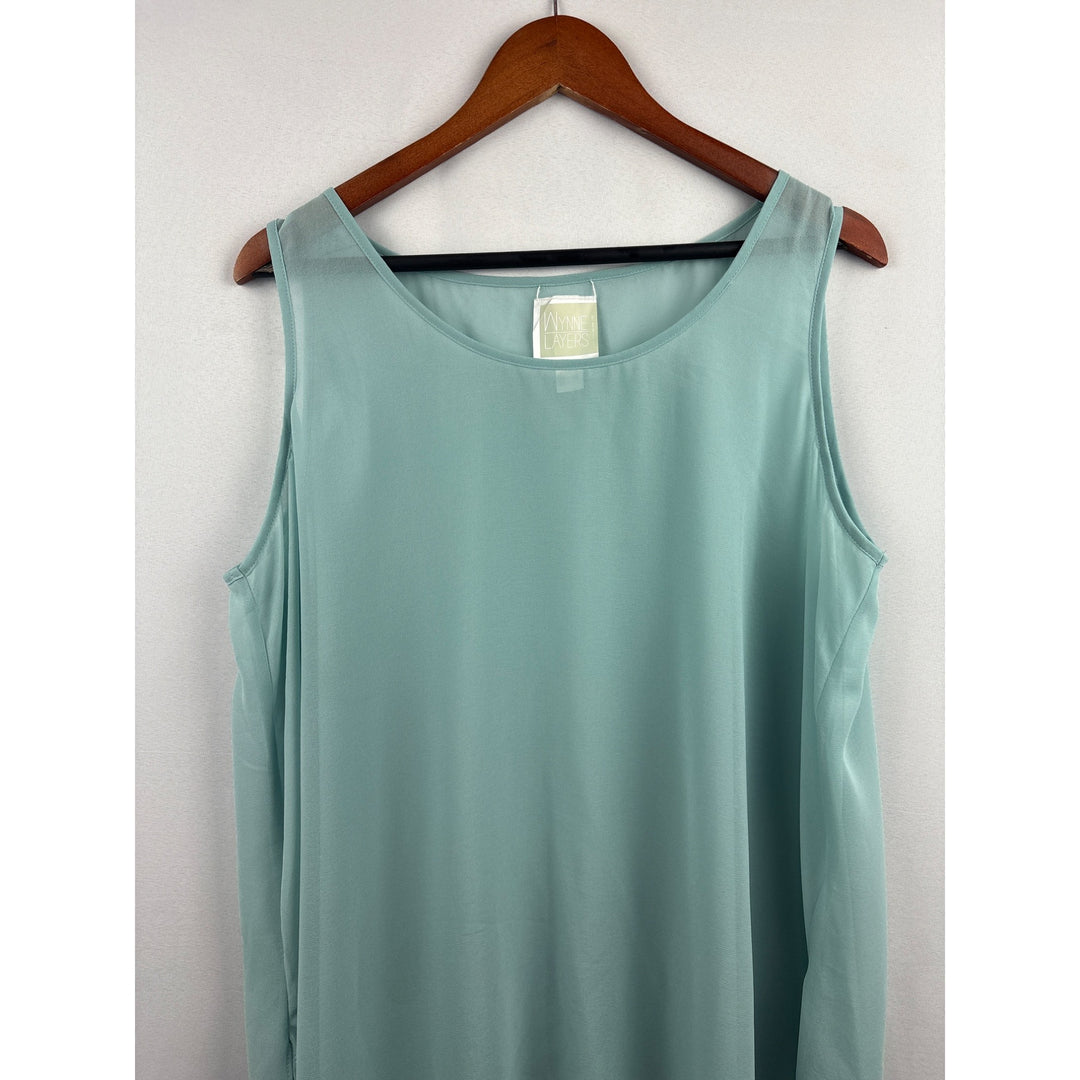 Women’s Wynne Layers Size 1X Light Blue Sheer Tank Blouse