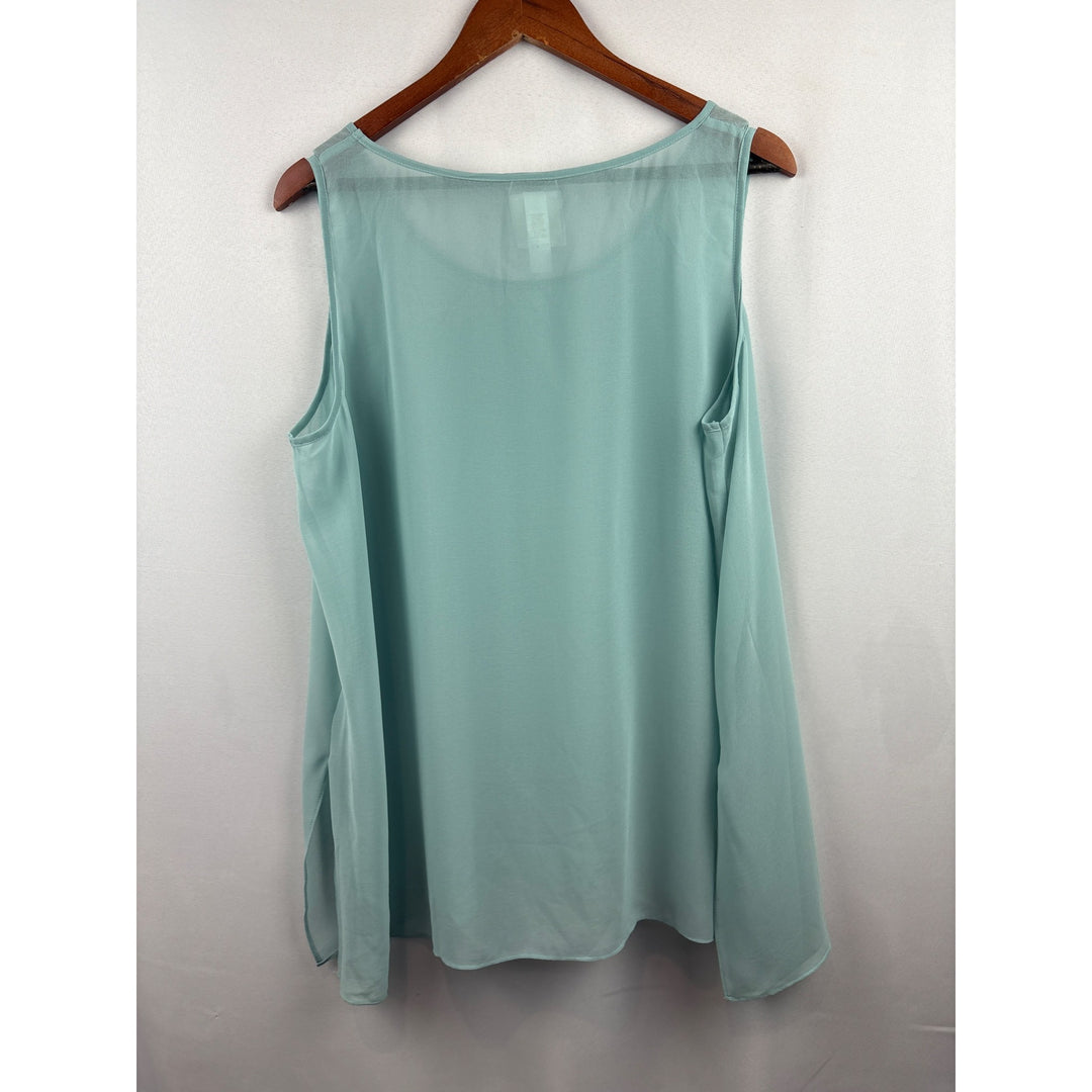Women’s Wynne Layers Size 1X Light Blue Sheer Tank Blouse