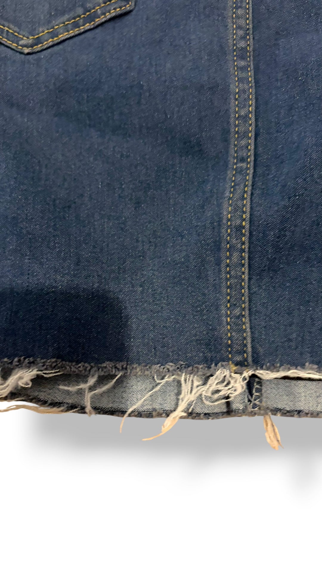 Denim BLVD Dark Wash Stretch Denim Mini Skirt Frayed Hem Y2K Size Large