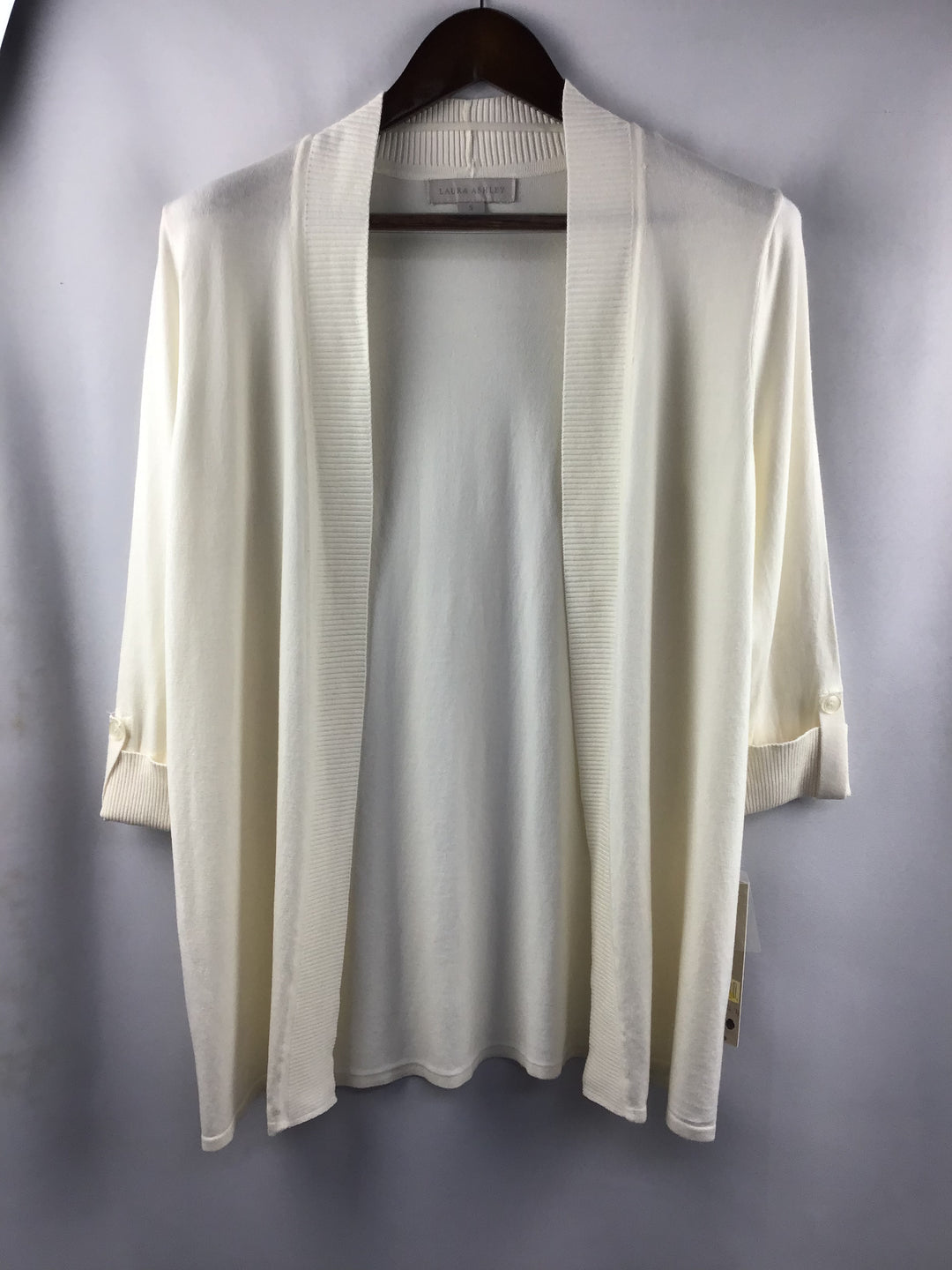 Women’s Laura Ashley Off-White 3/4 Sleeve Lightweight Knit Cardigan Size S