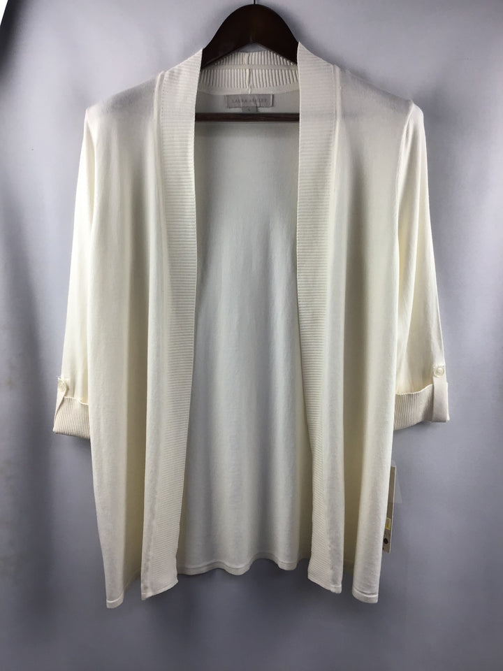 Women’s Laura Ashley Off-White 3/4 Sleeve Lightweight Knit Cardigan Size S