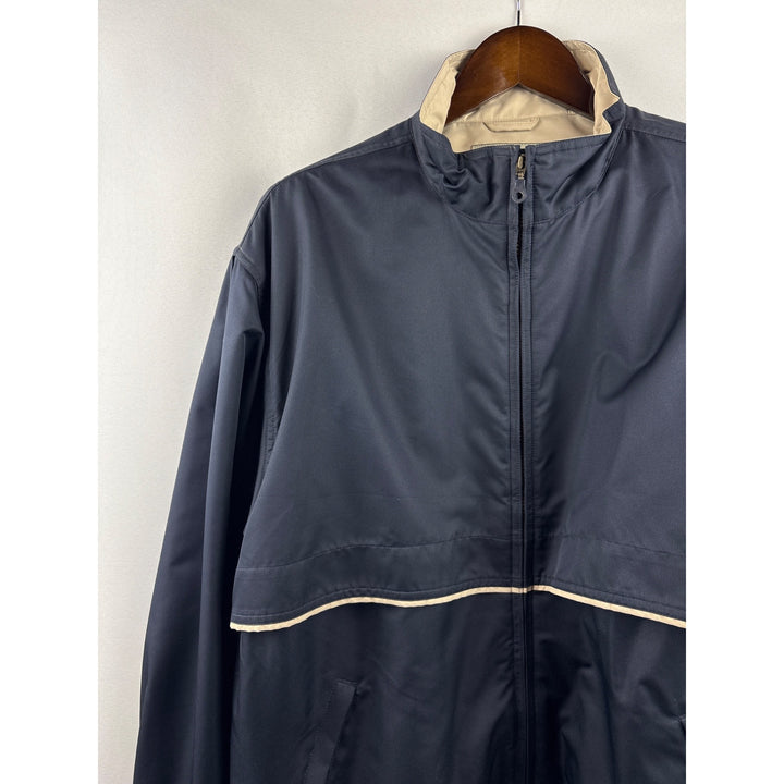 Men’s Vintage Cutter & Buck Navy Blue Windbreaker w/ White Accents & Logo Print on Back
