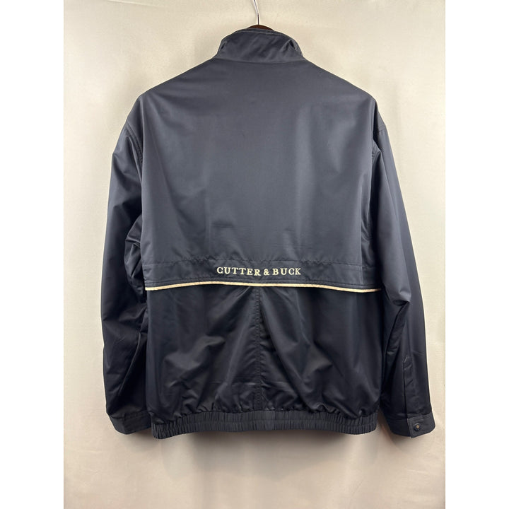 Men’s Vintage Cutter & Buck Navy Blue Windbreaker w/ White Accents & Logo Print on Back