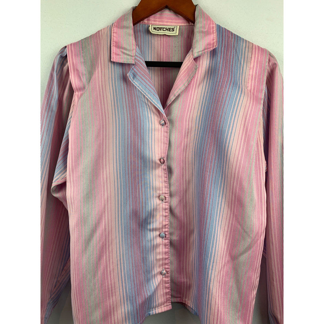 Notches Womens Striped Button-Down Shirt Multicolor Pastel Long Sleeve