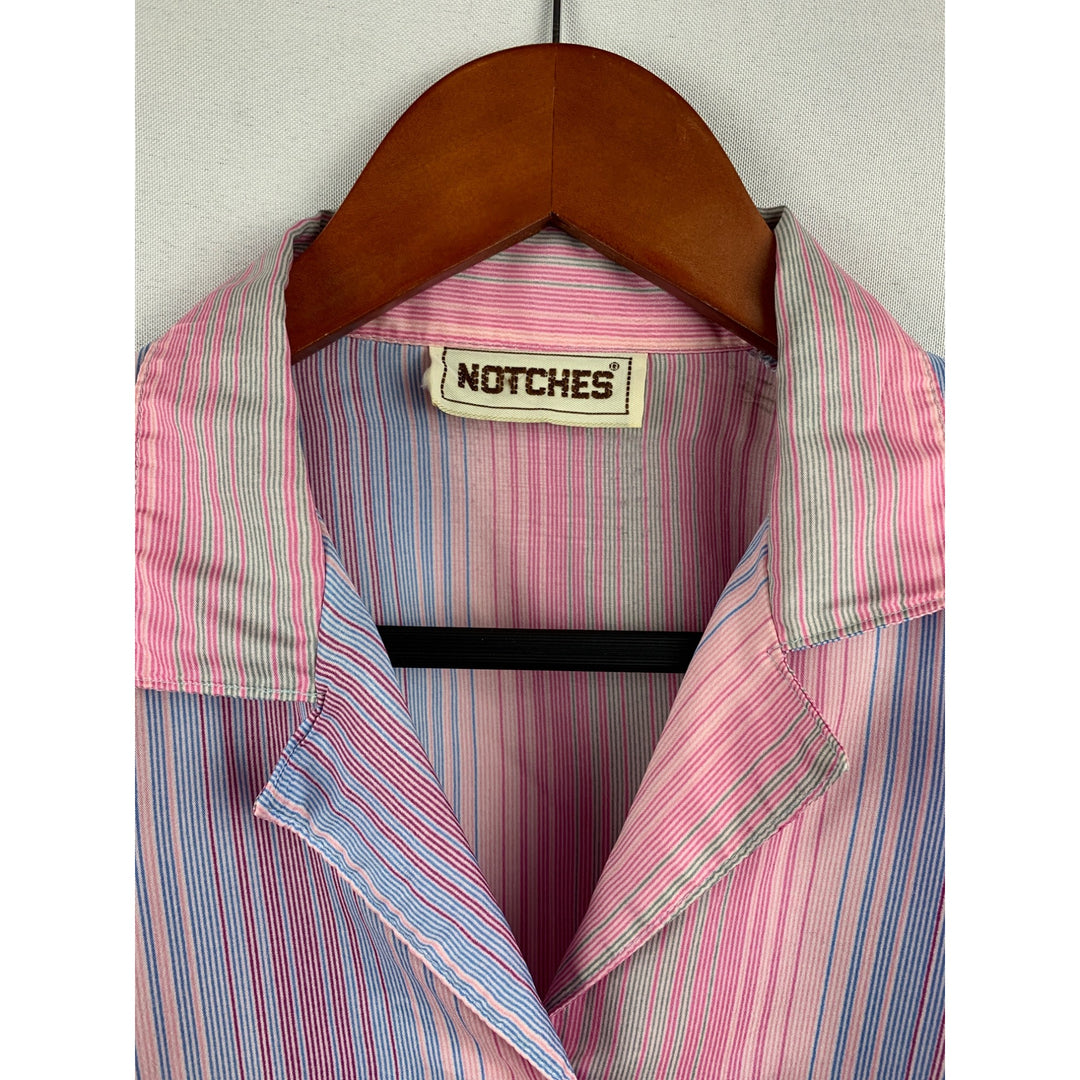 Notches Womens Striped Button-Down Shirt Multicolor Pastel Long Sleeve