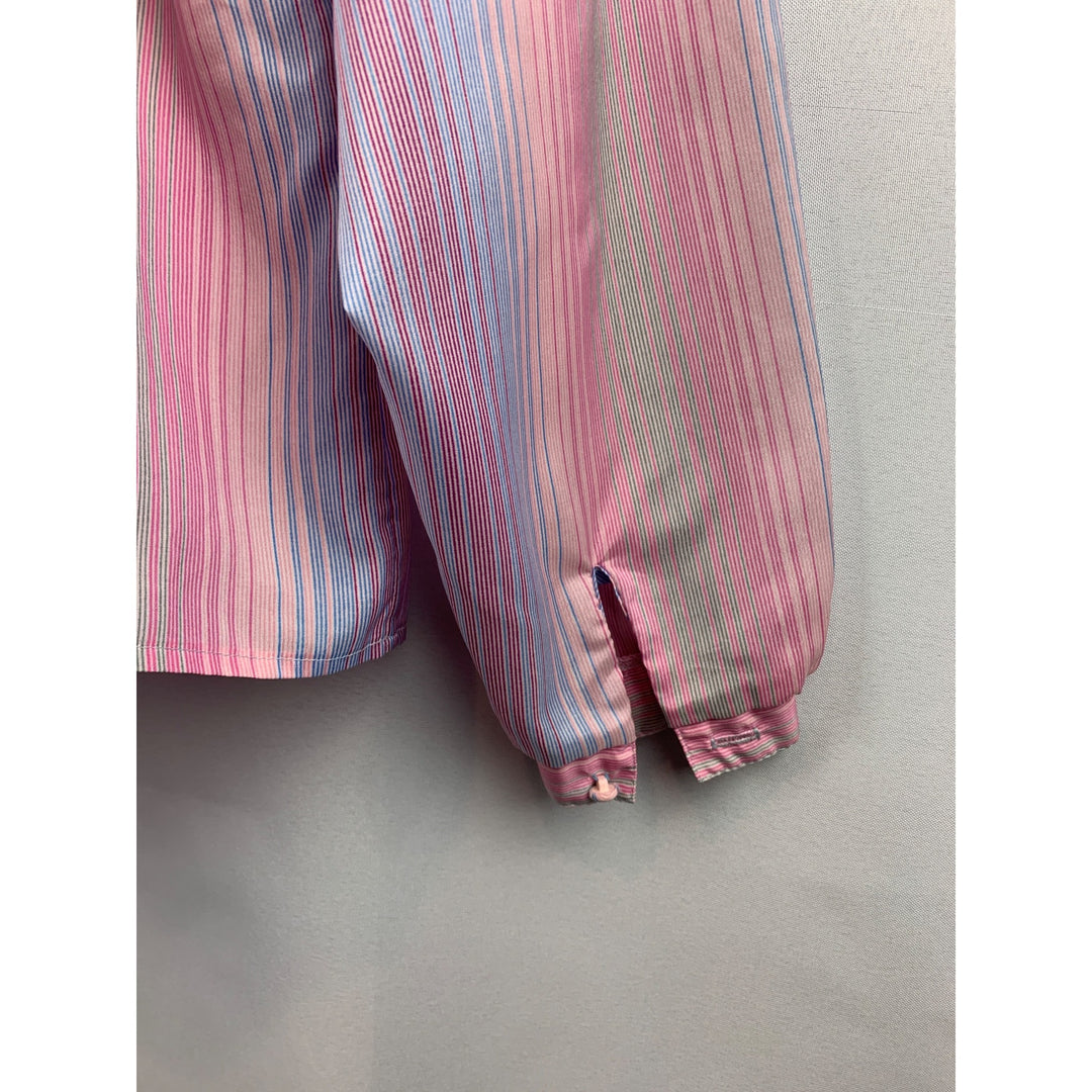 Notches Womens Striped Button-Down Shirt Multicolor Pastel Long Sleeve