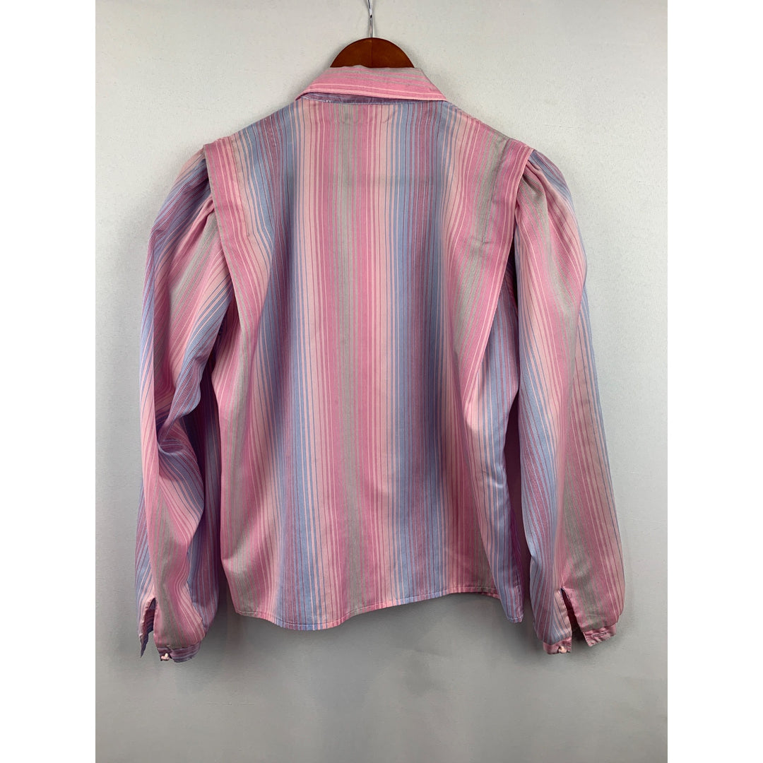 Notches Womens Striped Button-Down Shirt Multicolor Pastel Long Sleeve