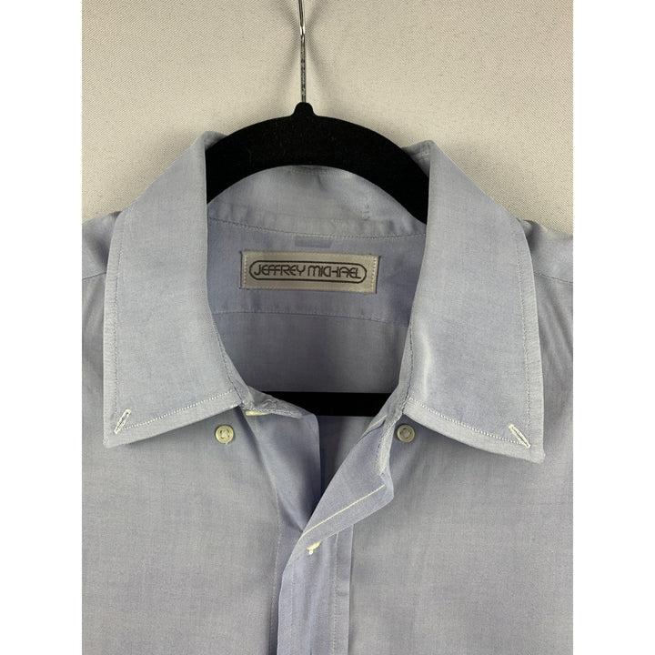 Jeffrey Michael Mens Blue Dress Shirt L