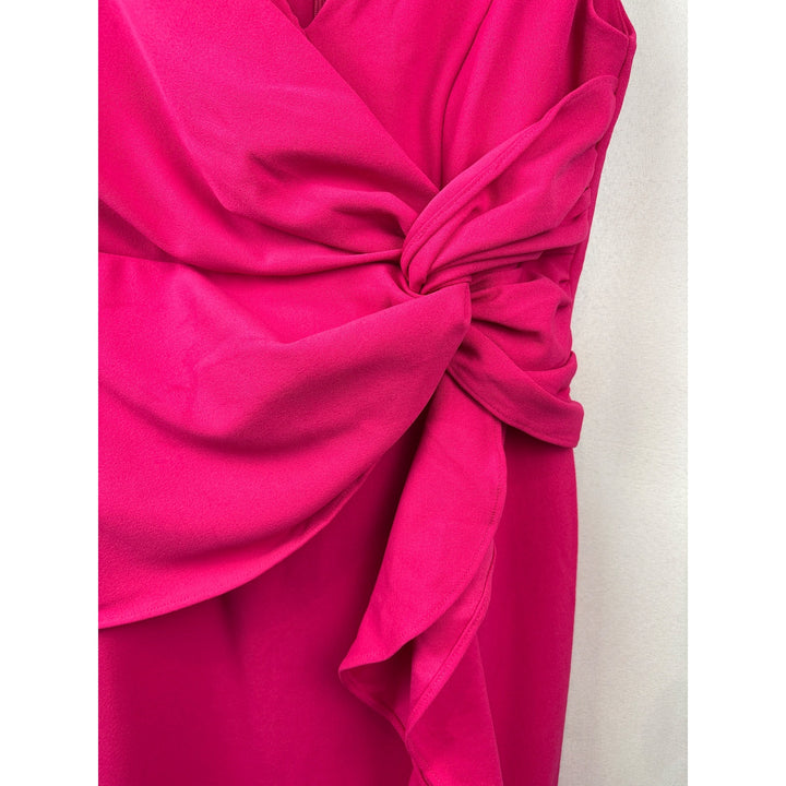 Women’s FQA Small Magenta Evening Dress with Ruffled Knot Design