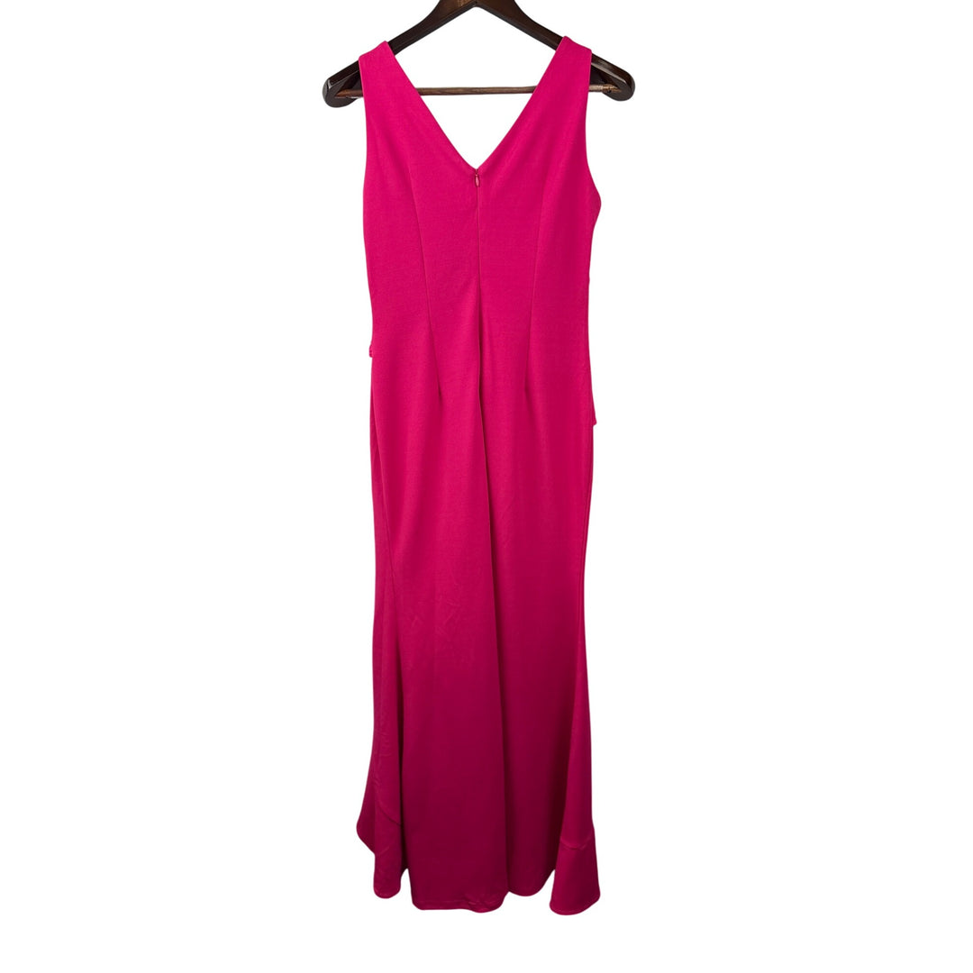 Women’s FQA Small Magenta Evening Dress with Ruffled Knot Design