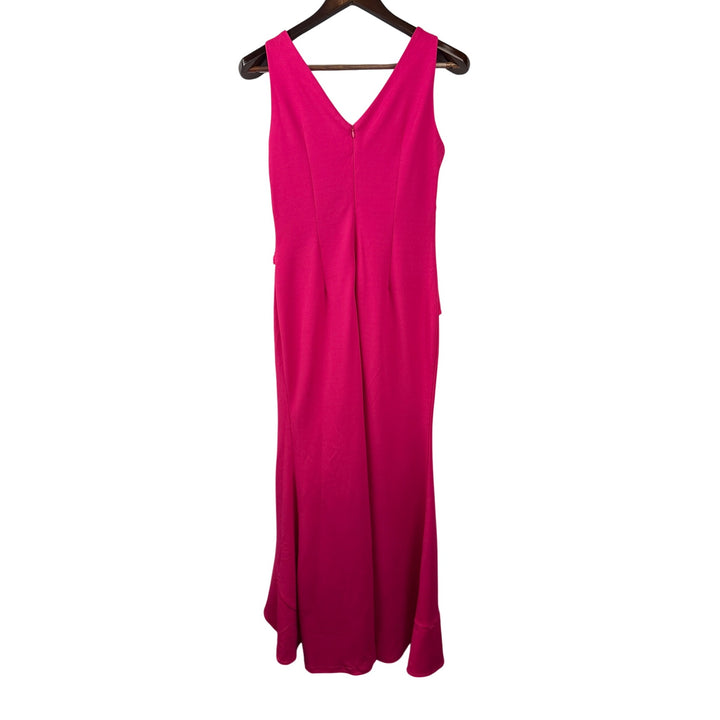 Women’s FQA Small Magenta Evening Dress with Ruffled Knot Design