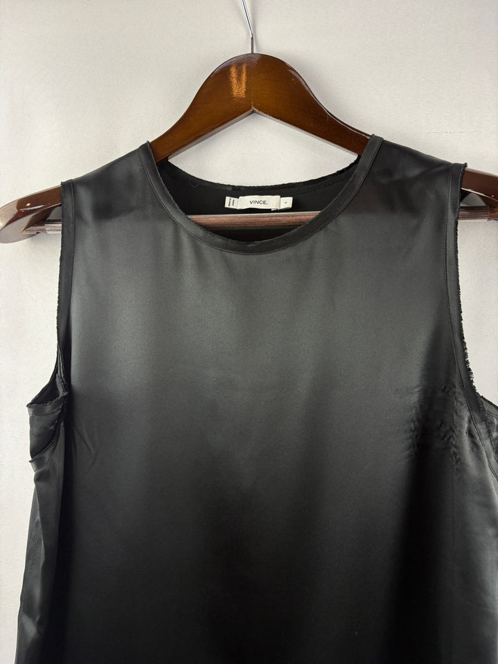 Women’s Vince Small Black Silk Sleeveless Blouse