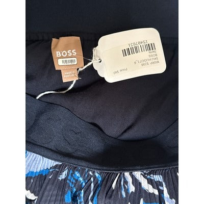 Hugo Boss Womens Maxi Skirt Blue Abstract Print Pleated Elastic Waist Size S