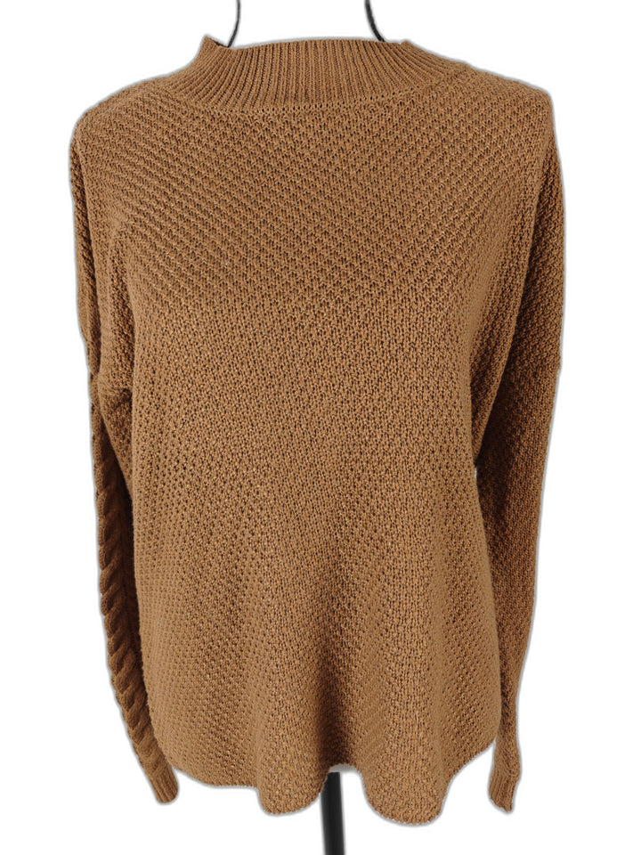 Women’s Pink Rose Cable Sleeve Sweater Brown Size XL