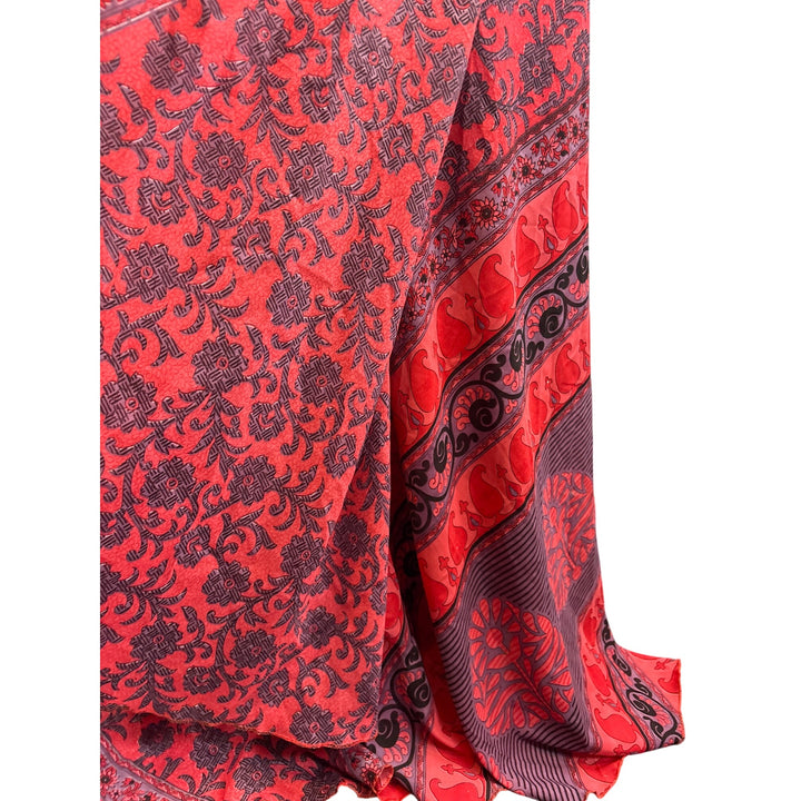 Red & Purple Printed Wrap Skirt