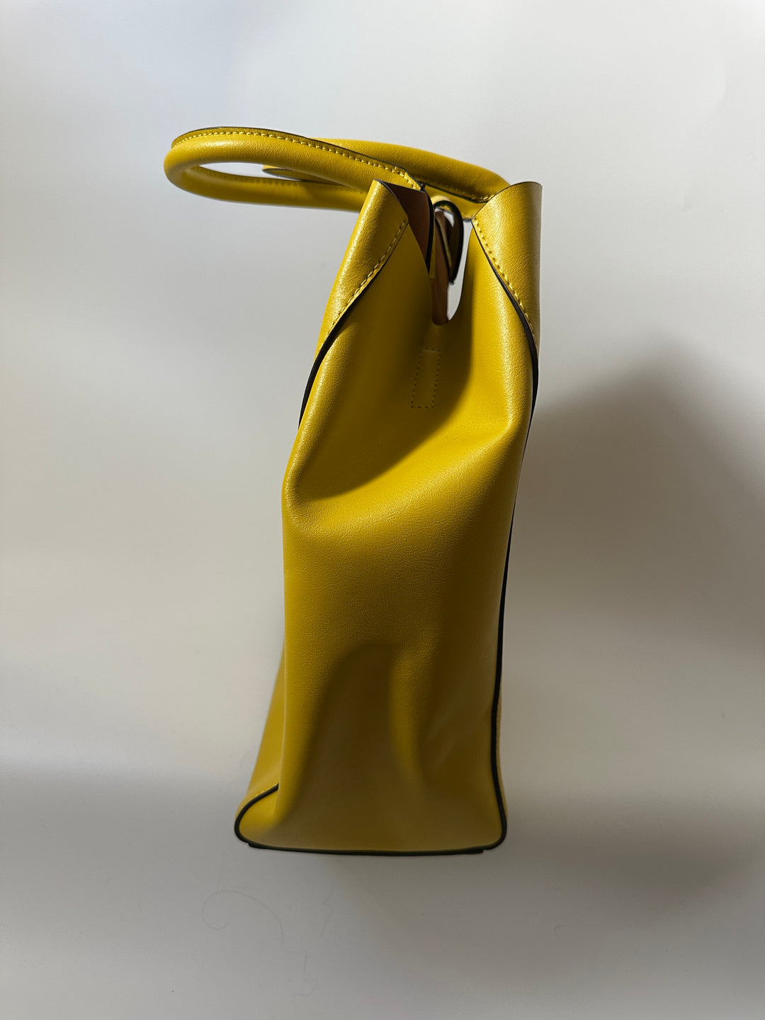 Title: Banana Republic Mustard Yellow Leather Large Structured Tote Bag NWT