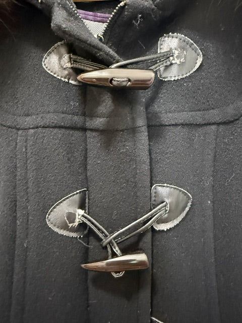 Marc New York Wool Toggle Coat with Blue Fox Fur Trim Sz10