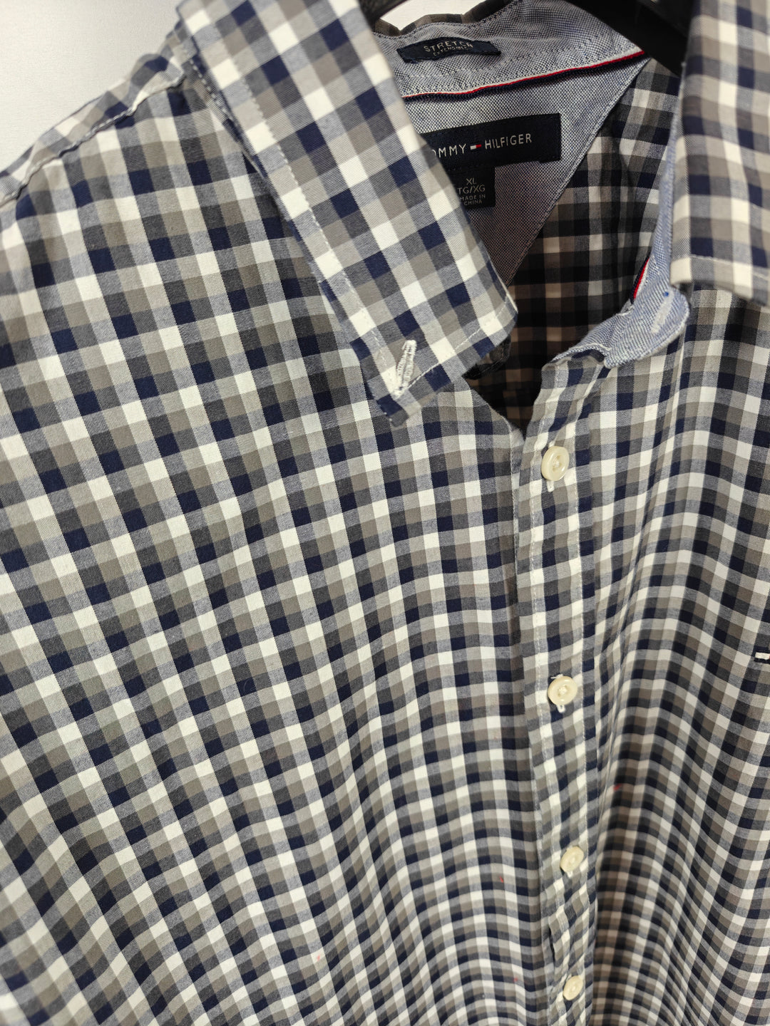 Mens Tommy Hilfiger Button Down Shirt Blue Plaid XL