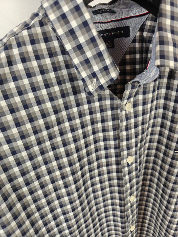 Mens Tommy Hilfiger Button Down Shirt Blue Plaid XL