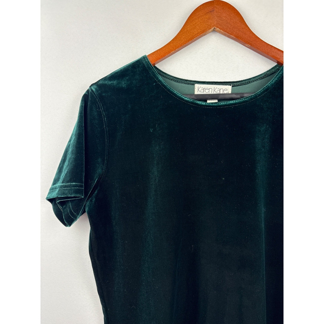 Women’s Karen Kane Large Emerald Green Velvet Short Sleeve Blouse