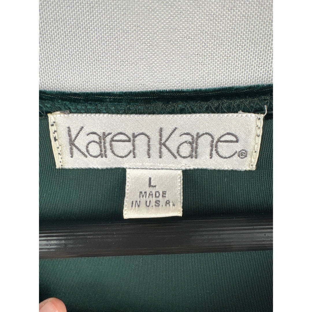 Women’s Karen Kane Large Emerald Green Velvet Short Sleeve Blouse