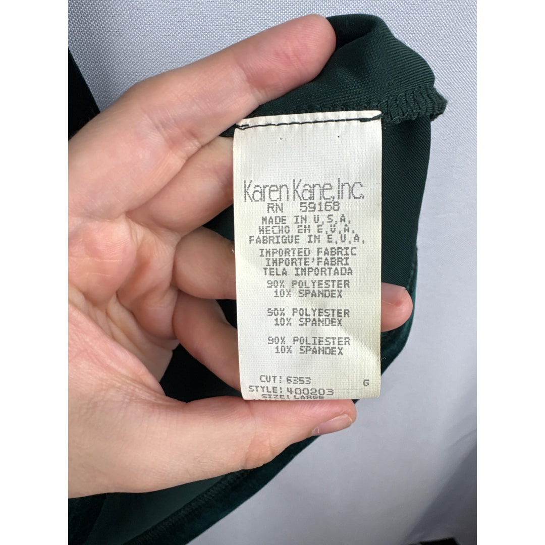 Women’s Karen Kane Large Emerald Green Velvet Short Sleeve Blouse