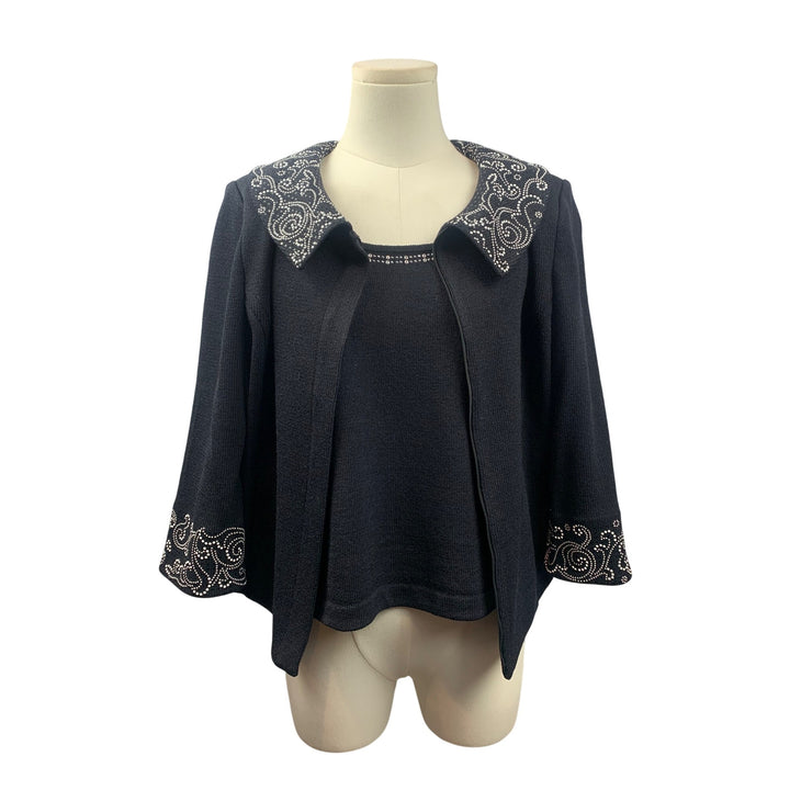 Women’s St John Navy Blue Cardigan Set Size S