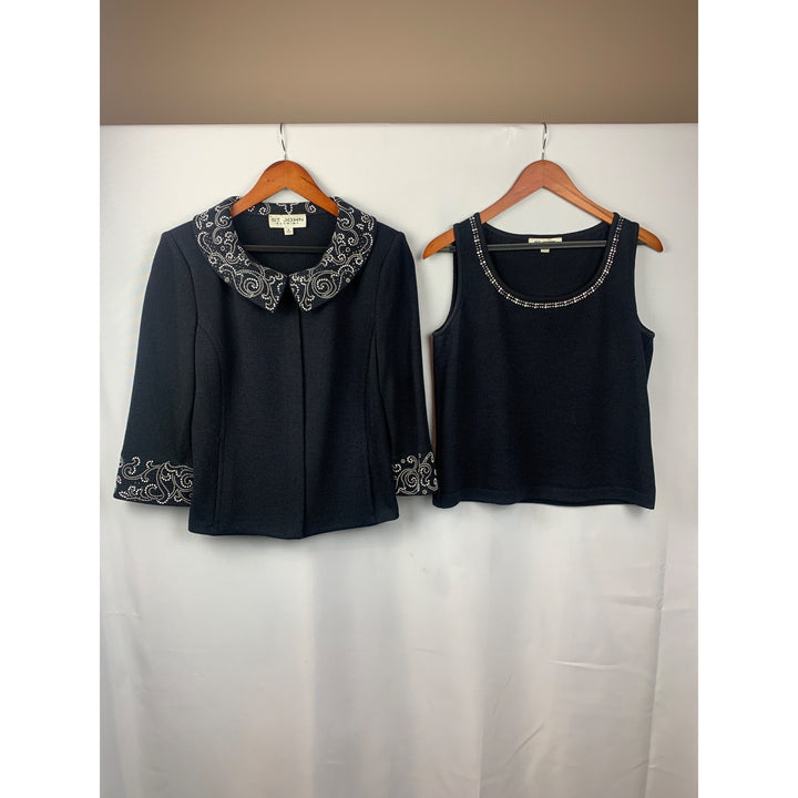 Women’s St John Navy Blue Cardigan Set Size S