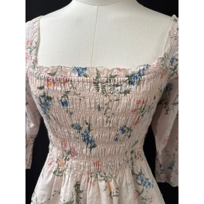 Saylor Womens Floral Smocked Blouse Top S
