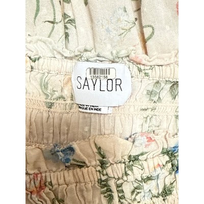 Saylor Womens Floral Smocked Blouse Top S