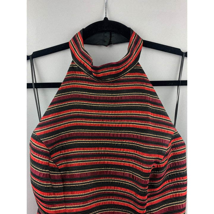 Women's Caché Red Striped Halter Top Size 10