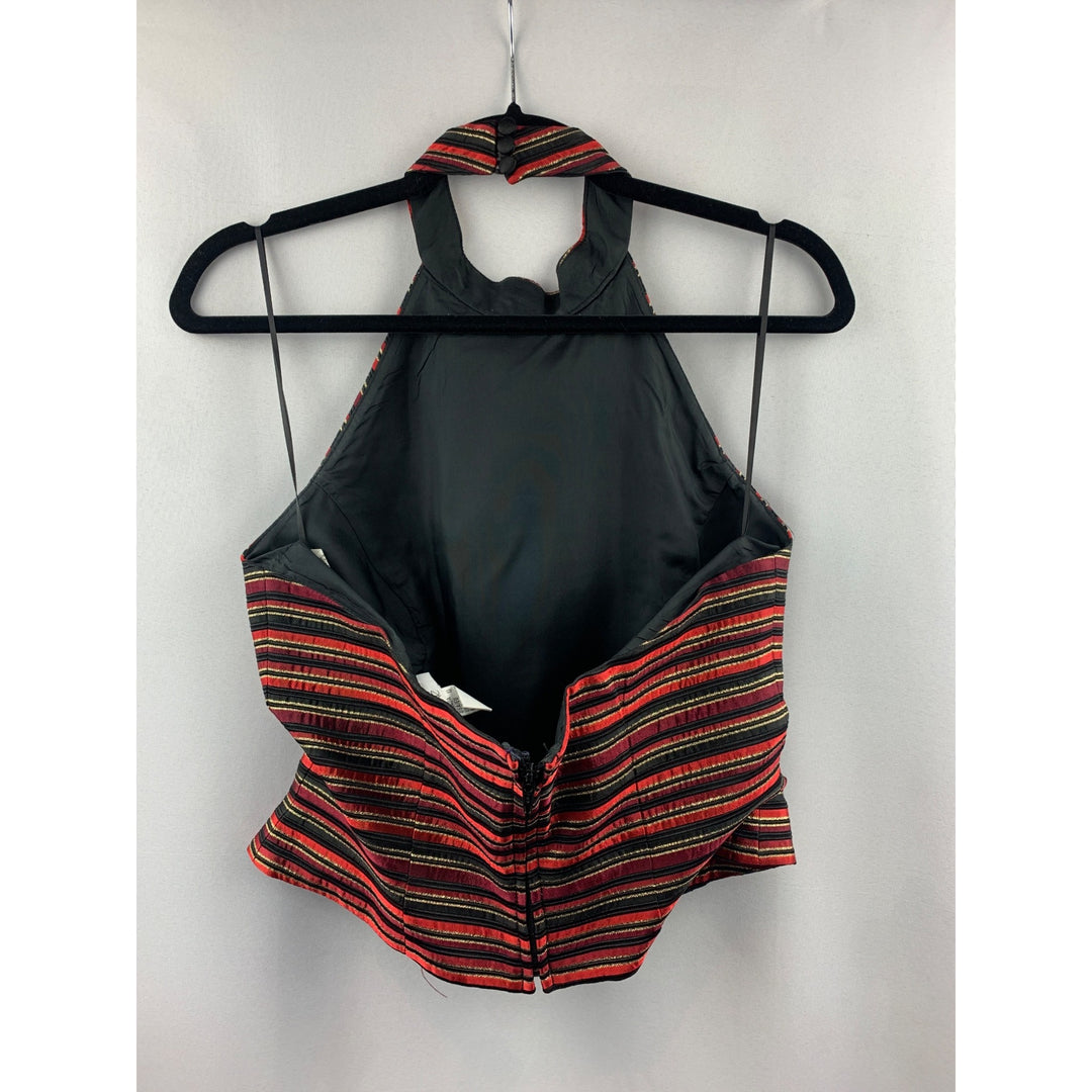Women's Caché Red Striped Halter Top Size 10