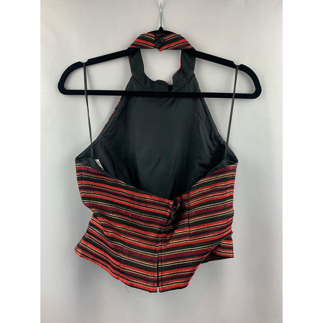 Women's Caché Red Striped Halter Top Size 10