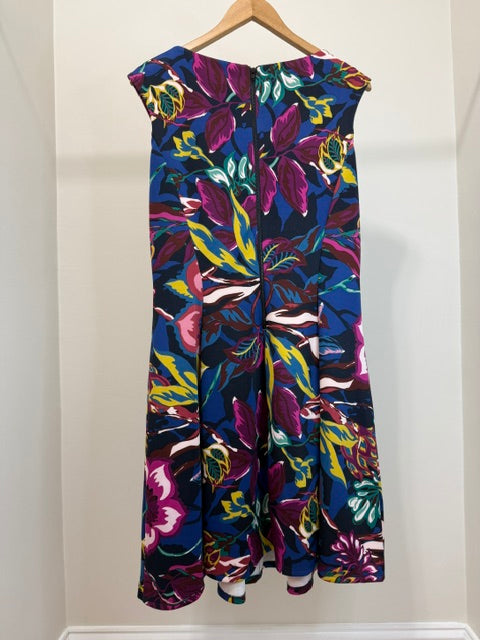 Gabby Skye Floral Fit &amp; Flare Sleeveless Dress Pockets Sz14