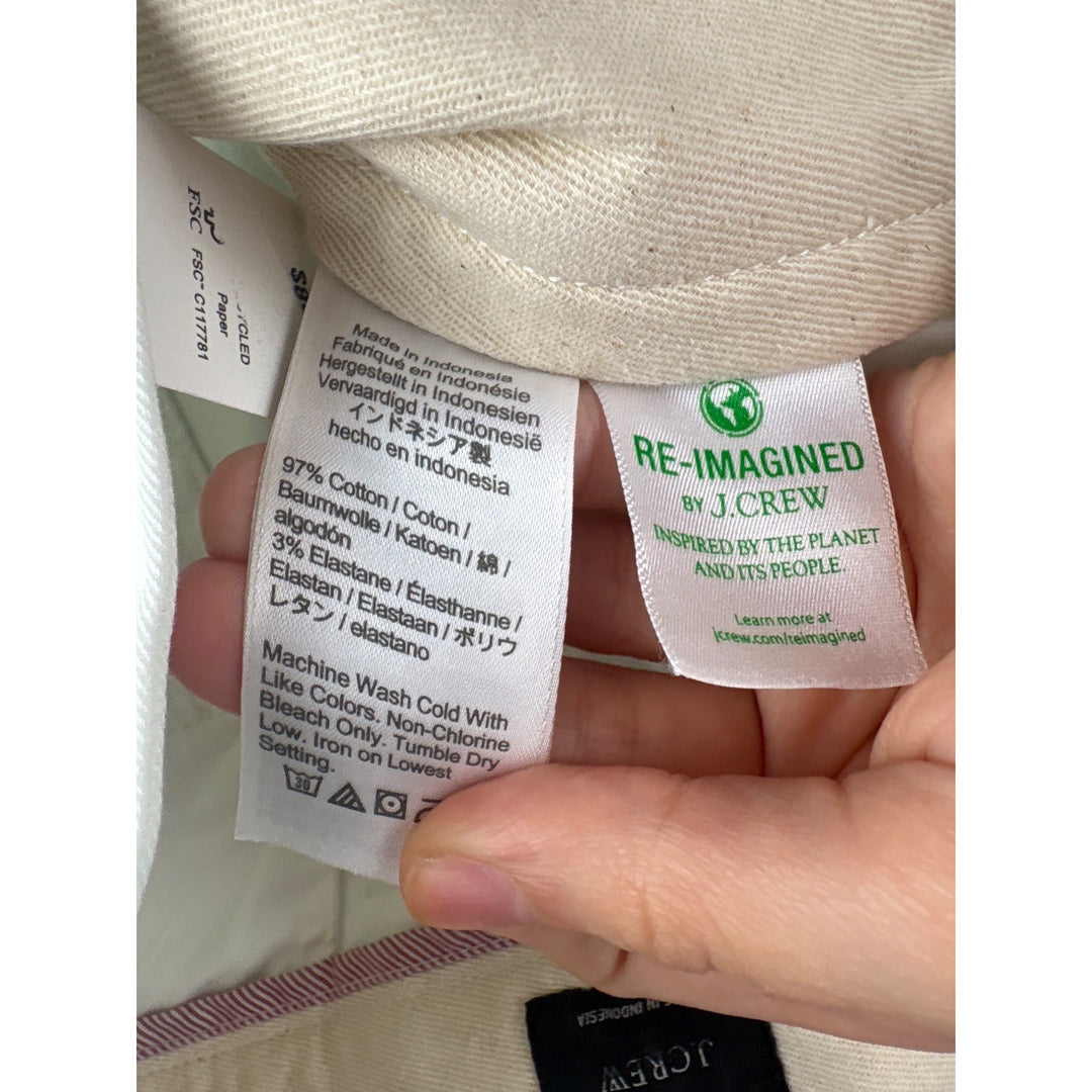 J.Crew Mens White Slim Fit Chino Pants W30 L32 Cotton Blend