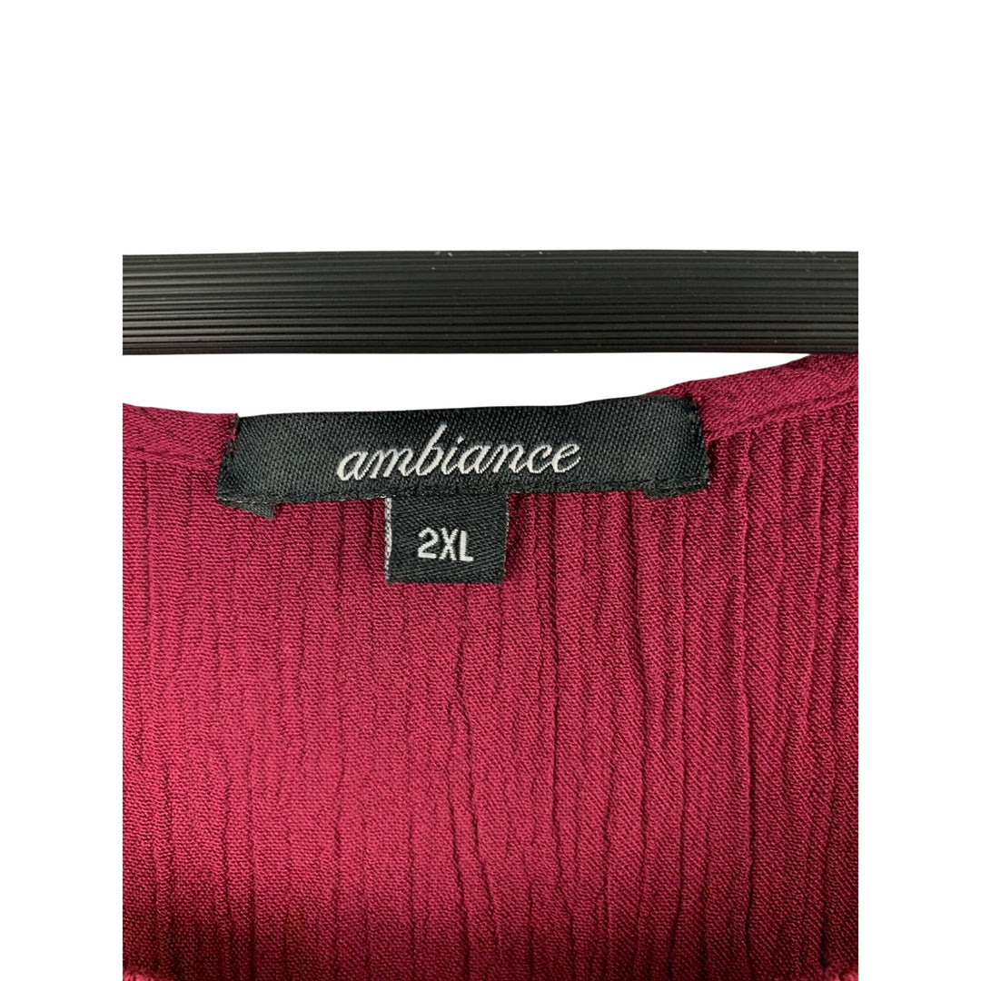 Ambiance Womens Burgundy Sleeveless Crochet Top 2XL Rayon & Cotton Blend