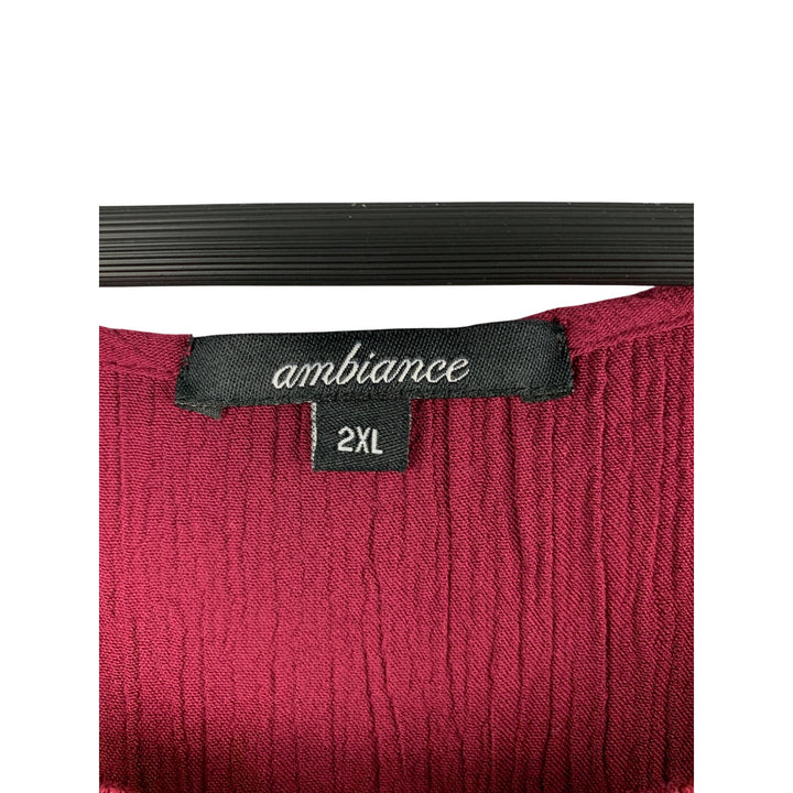 Ambiance Womens Burgundy Sleeveless Crochet Top 2XL Rayon & Cotton Blend