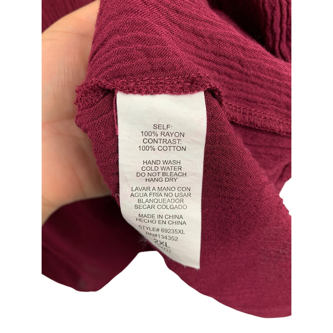 Ambiance Womens Burgundy Sleeveless Crochet Top 2XL Rayon & Cotton Blend