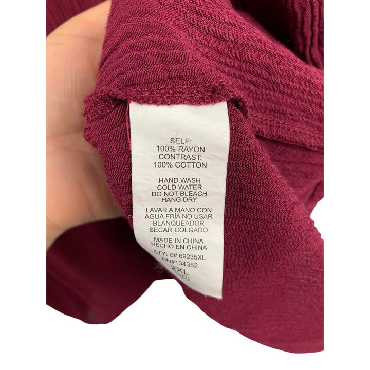 Ambiance Womens Burgundy Sleeveless Crochet Top 2XL Rayon & Cotton Blend