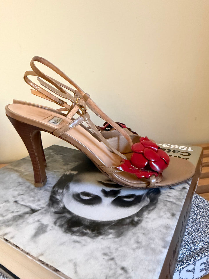 Ballin Italian Leather Floral Strappy Heels Size 8