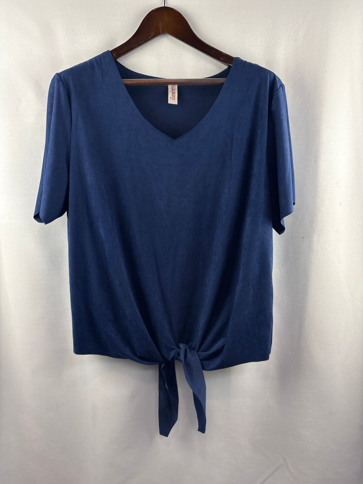 Women’s Serendipity XXL Navy Faux Suede Blouse