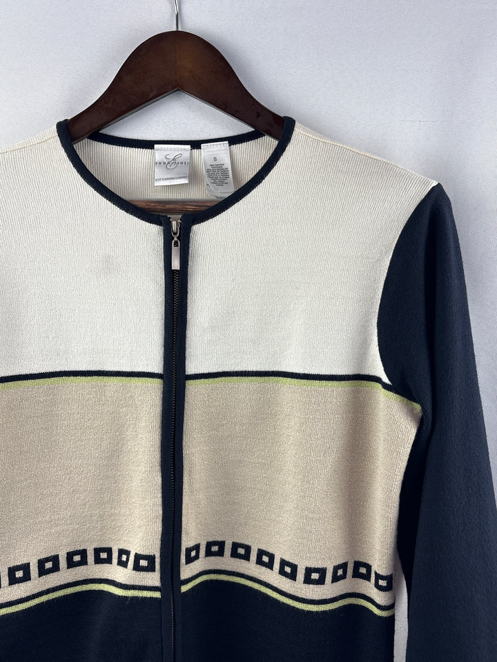 Women’s Emma James Small Black, Beige &amp; Cream Patterned Sweater