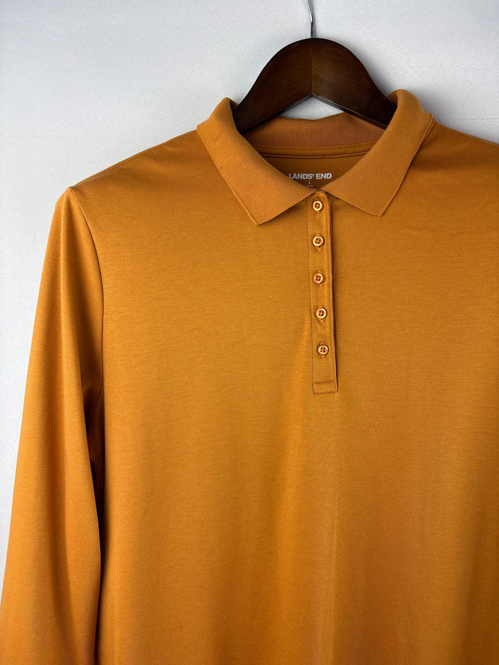 Women’s Lands’ End Large Gold Half Sleeve Polo Shirt