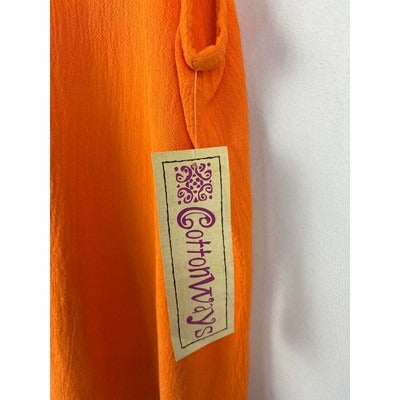 Cottonways Womens Orange Sleeveless V-Neck Button-Accent Top L