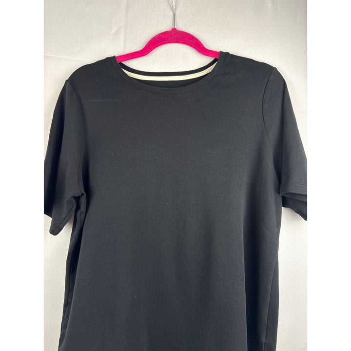 Isaac Mizrahi Live! Essentials Black Crew Neck T-Shirt 1X 100% Cotton Womens