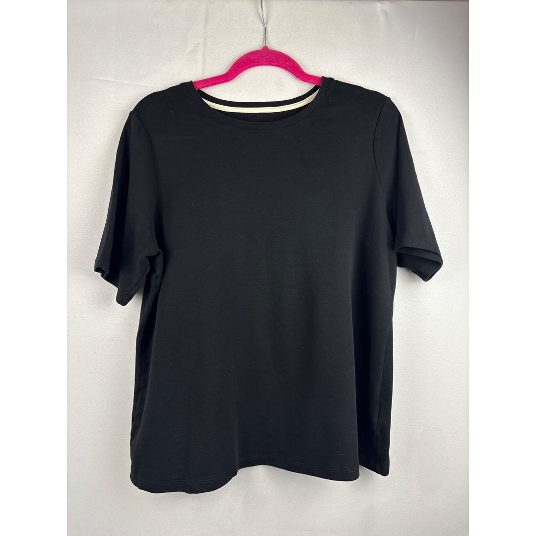 Isaac Mizrahi Live! Essentials Black Crew Neck T-Shirt 1X 100% Cotton Womens