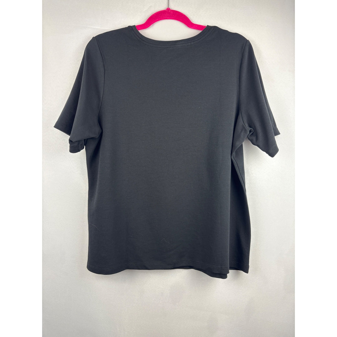 Isaac Mizrahi Live! Essentials Black Crew Neck T-Shirt 1X 100% Cotton Womens