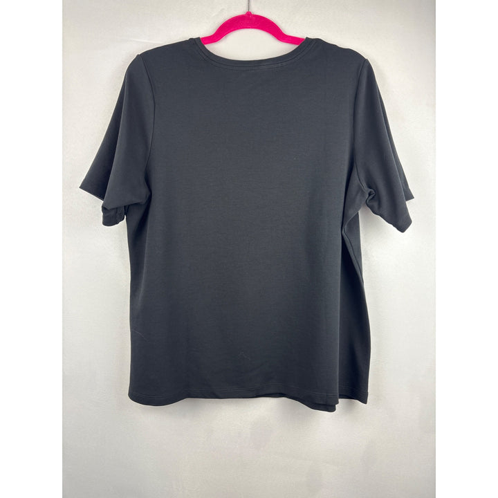 Isaac Mizrahi Live! Essentials Black Crew Neck T-Shirt 1X 100% Cotton Womens
