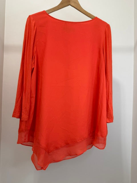 Jones New York Collection Mixed Media Asymmetrical Blouse Sz14